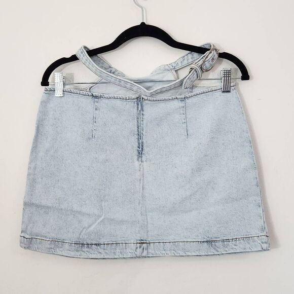 WeWoreWhat Denim Mini Skirt Size Small Mini Jean Skirt with Cut-Out, New
