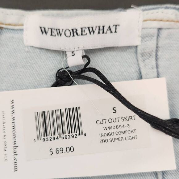 WeWoreWhat Denim Mini Skirt Size Small Mini Jean Skirt with Cut-Out, New