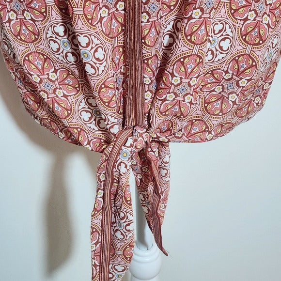 Max Studio Pink Boho Print Top Size 1X Colorful Print Blouse