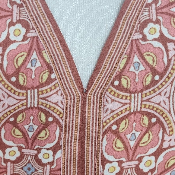 Max Studio Pink Boho Print Top Size 1X Colorful Print Blouse