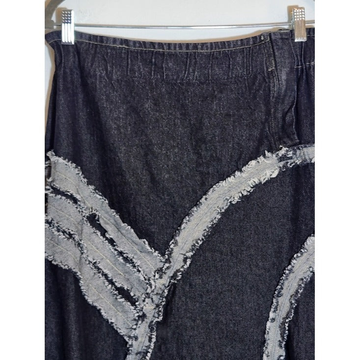 Paper Lace Dark Wash Denim Boho Maxi Skirt Size Small