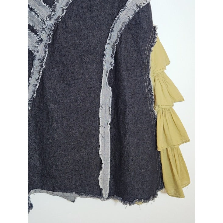 Paper Lace Dark Wash Denim Boho Maxi Skirt Size Small