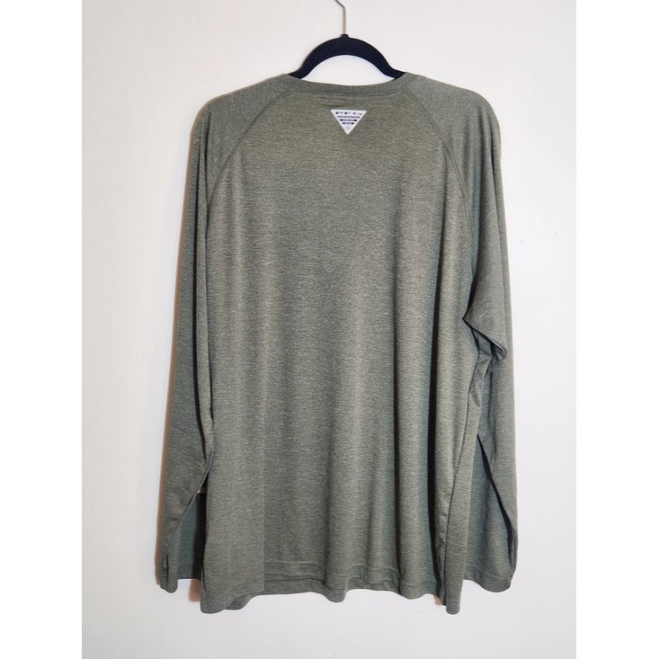 Columbia PFG Heather Green Performance Long Sleeve Tee Size XL