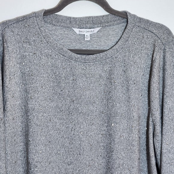 Emily Daniels Gray Studded Sweater Size XL NWT