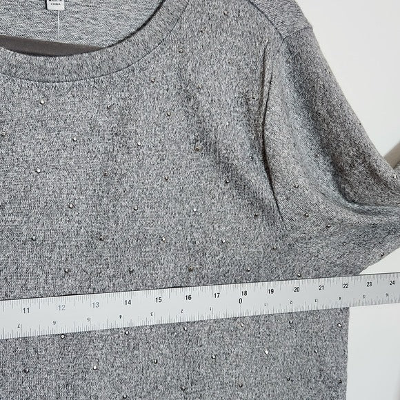 Emily Daniels Gray Studded Sweater Size XL NWT