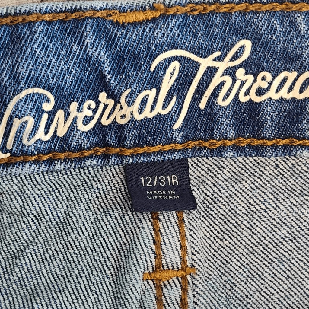 Universal Thread Distressed Straight Jeans Size 12 Vintage Retro Fit Denim