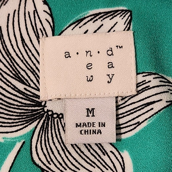 A New Day Green Floral Print Mini Dress Size Medium Wedding Guest Dress
