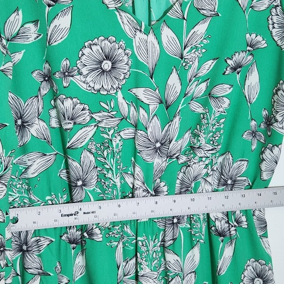 A New Day Green Floral Print Mini Dress Size Medium Wedding Guest Dress