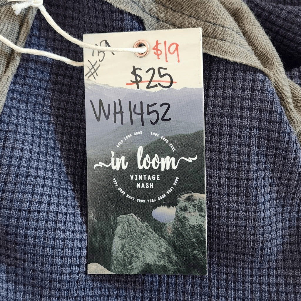 In Loom Charcoal Gray Colorblock Oversized Waffle Knit Henley Top NWT Size Small