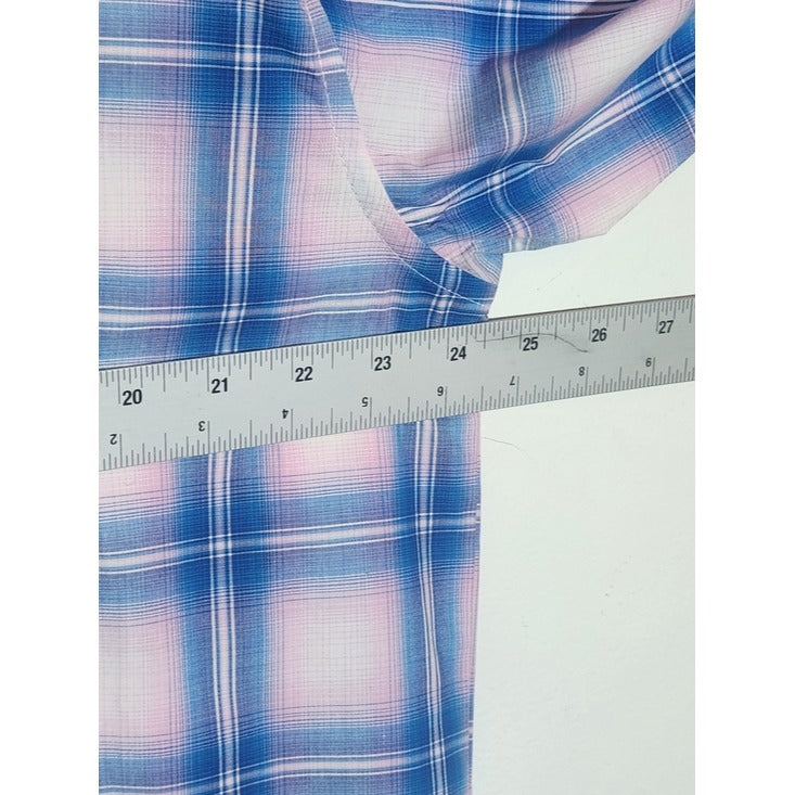 Wrangler Mens Blue and Pink Plaid Western Snap Shirt Size Large NWT