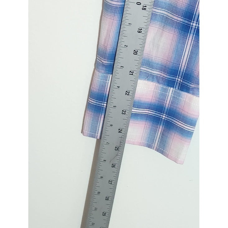 Wrangler Mens Blue and Pink Plaid Western Snap Shirt Size Large NWT