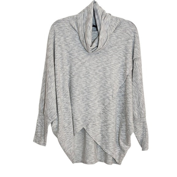 Nally & Millie Gray Heather Cowl Neck Layered Look Pullover Size Large/XL NWT