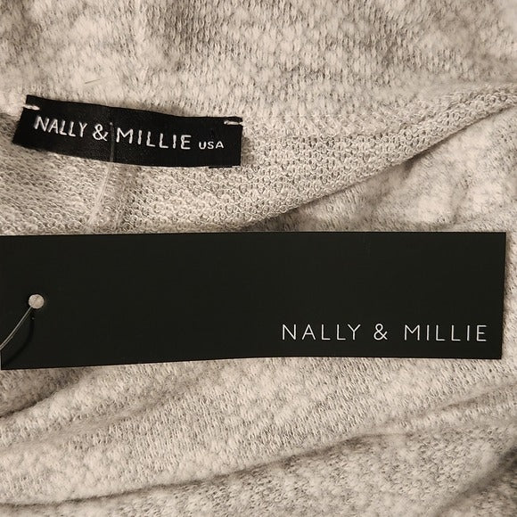 Nally & Millie Gray Heather Cowl Neck Layered Look Pullover Size Large/XL NWT