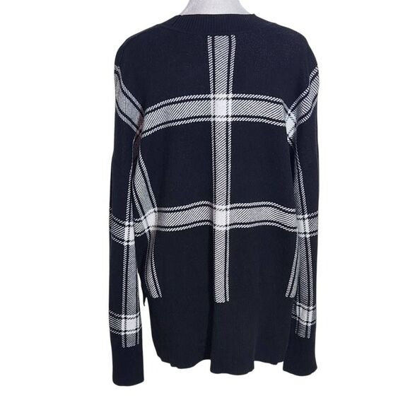 Banana Republic Black and White Plaid Mock Neck Sweater Size XL Plaid Pullover