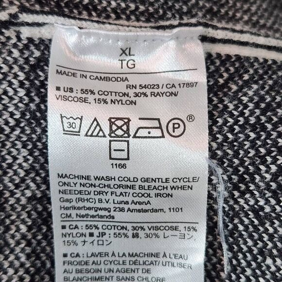 Banana Republic Black and White Plaid Mock Neck Sweater Size XL Plaid Pullover