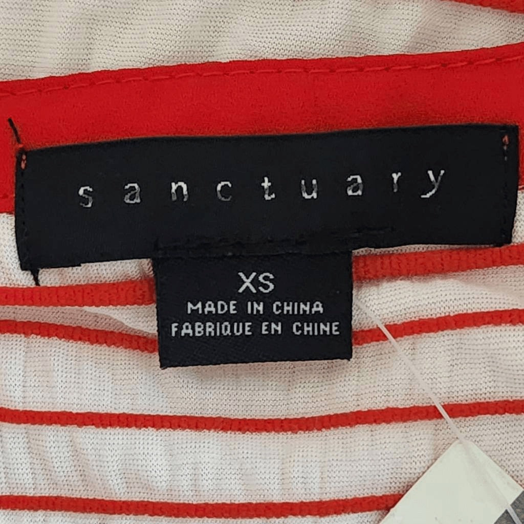 Sanctuary Red and White Stripe Tunic NWT XS Red Striped Knit Top