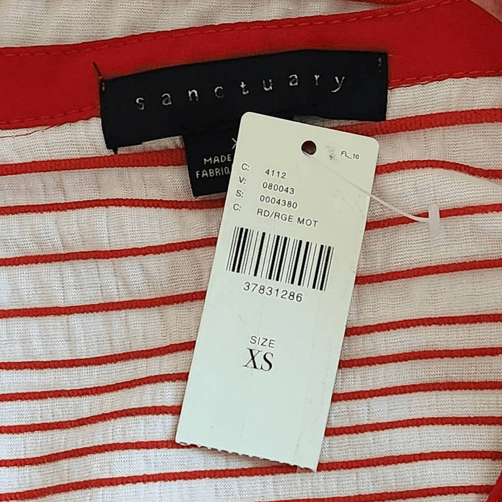 Sanctuary Red and White Stripe Tunic NWT XS Red Striped Knit Top