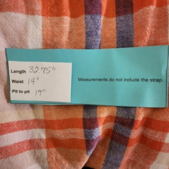 Old Navy Orange Plaid Sleeveless Mini Dress Size Large Preppy Plaid Dress