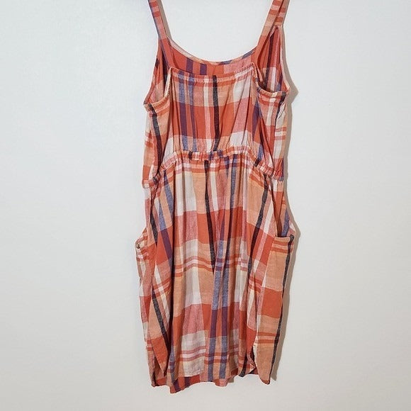 Old Navy Orange Plaid Sleeveless Mini Dress Size Large Preppy Plaid Dress