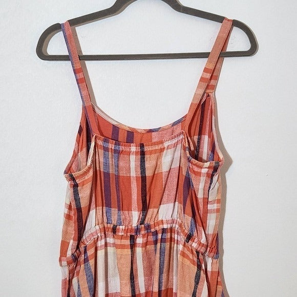 Old Navy Orange Plaid Sleeveless Mini Dress Size Large Preppy Plaid Dress