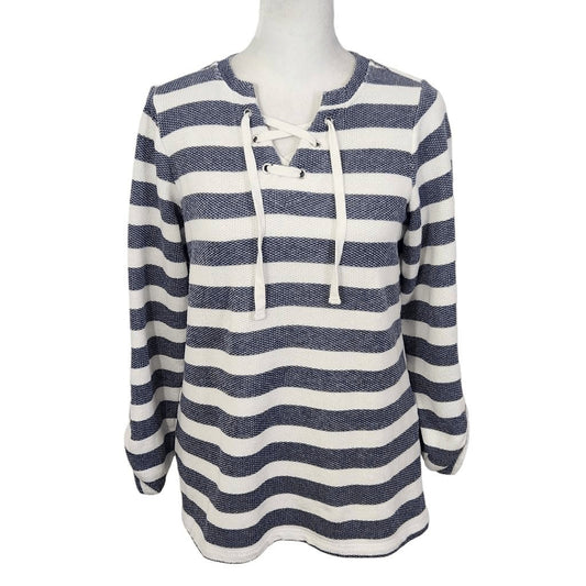 D&Co. Navy and White Striped Knit Top Size XXS Preppy Navy Stripe Top