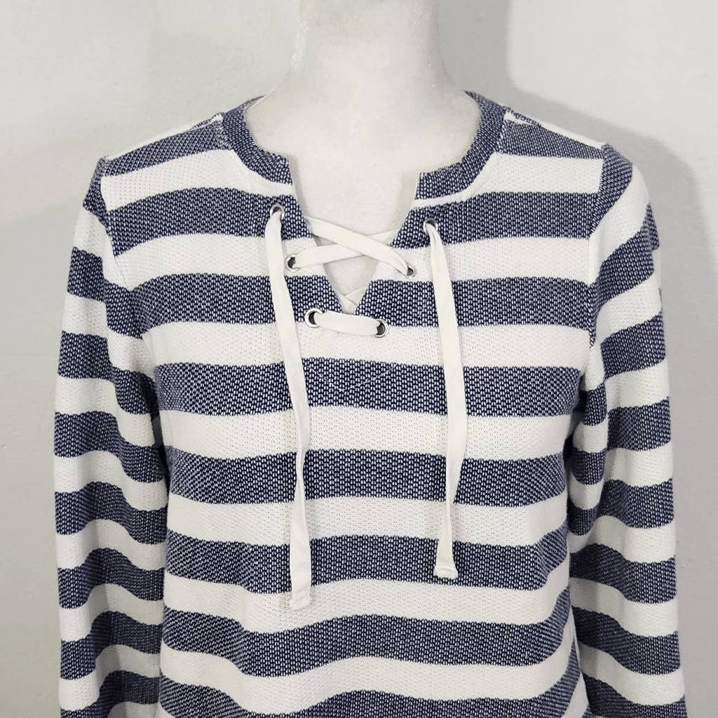 D&Co. Navy and White Striped Knit Top Size XXS Preppy Navy Stripe Top