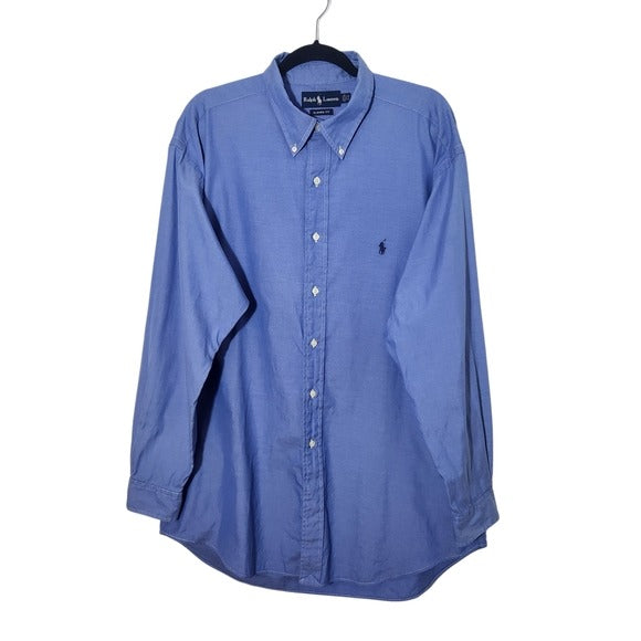 Ralph Lauren Blue Classic Fit Button Down Shirt Men’s Size 17.5 34-35