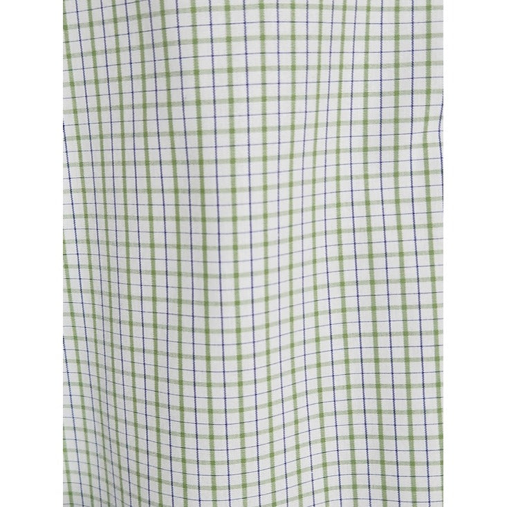 Jos. A. Bank White and Green Plaid Button Down Dress Shirt Size 17.5 34