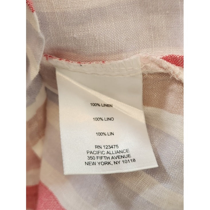 Ellen Tracy Multicolor Striped Linen Sleeveless Tunic Top Size Medium