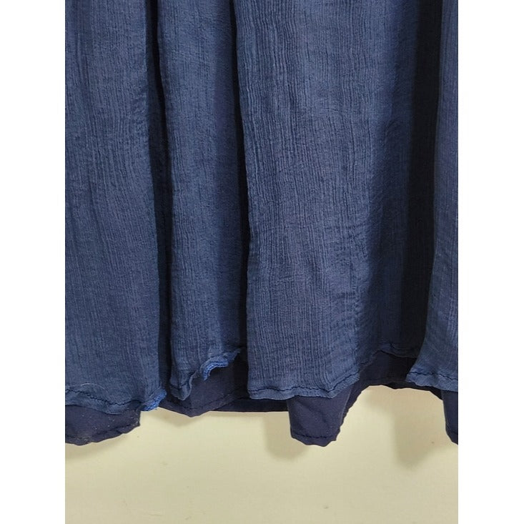 Amsale Navy 100% Silk One Shoulder Formal Maxi Dress Size 4 Wedding Guest Dress