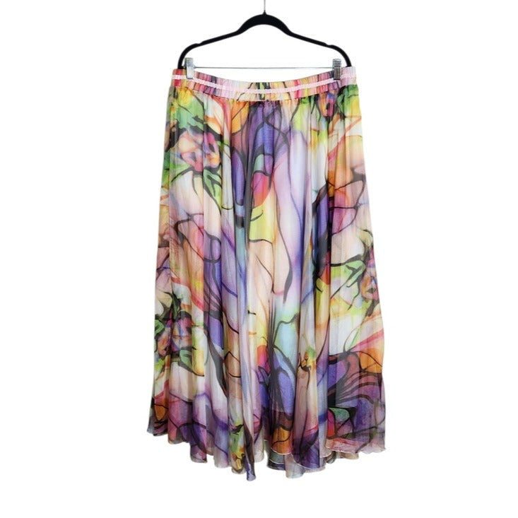Afibi Colorful Watercolor Boho Maxi Skirt Size 3XL NWT
