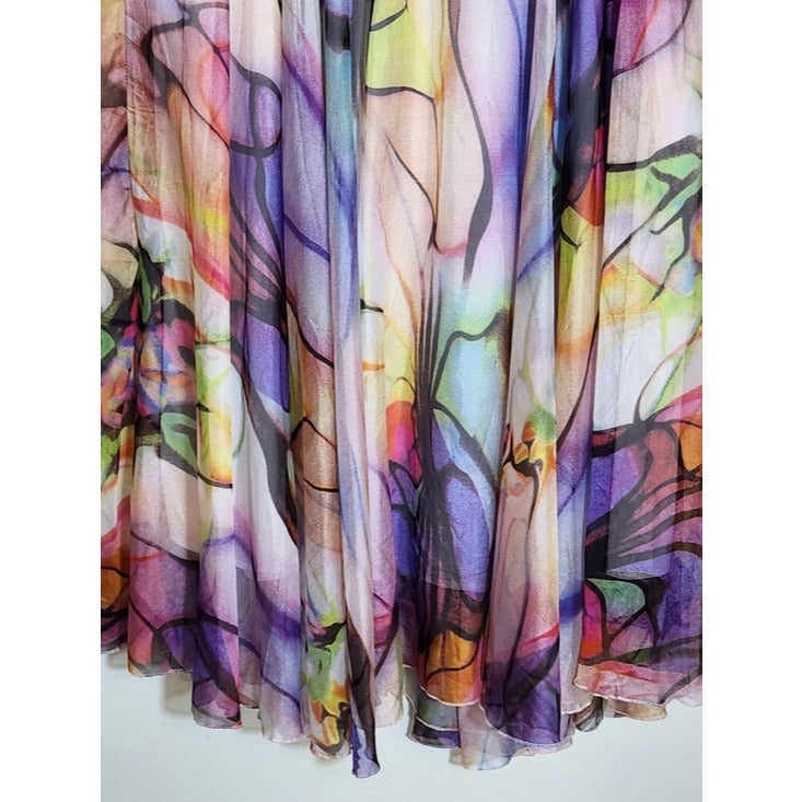 Afibi Colorful Watercolor Boho Maxi Skirt Size 3XL NWT