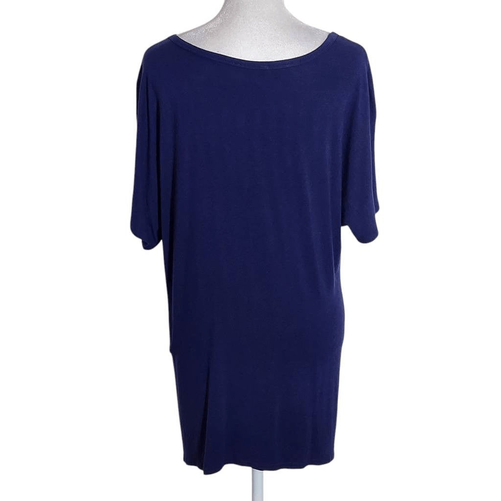 Venus Navy Scoop Neck Tee with Knot Detail Size Large Navy Short Sleeve T-Shirt