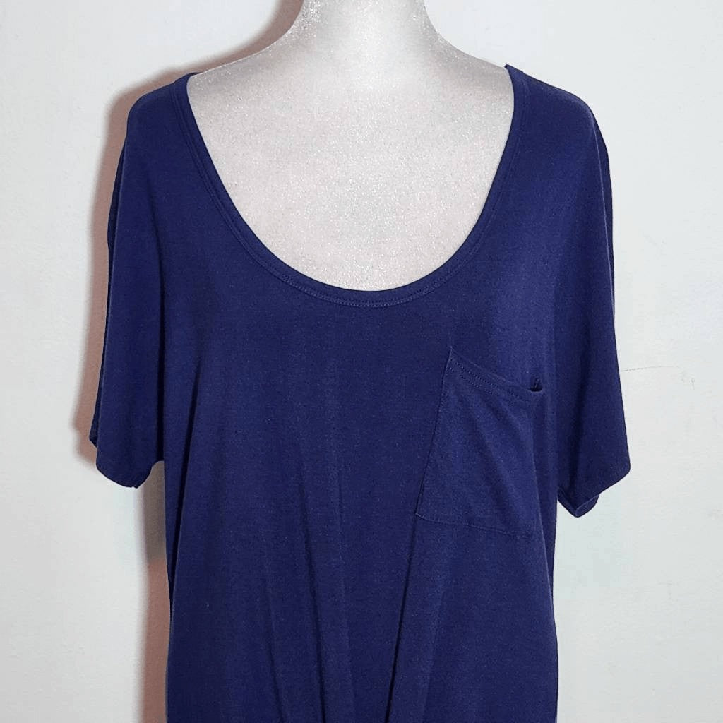 Venus Navy Scoop Neck Tee with Knot Detail Size Large Navy Short Sleeve T-Shirt