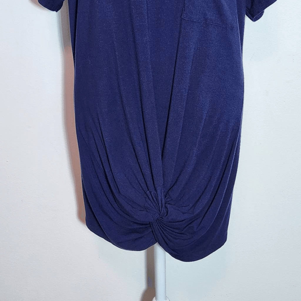 Venus Navy Scoop Neck Tee with Knot Detail Size Large Navy Short Sleeve T-Shirt