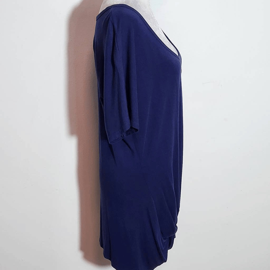 Venus Navy Scoop Neck Tee with Knot Detail Size Large Navy Short Sleeve T-Shirt