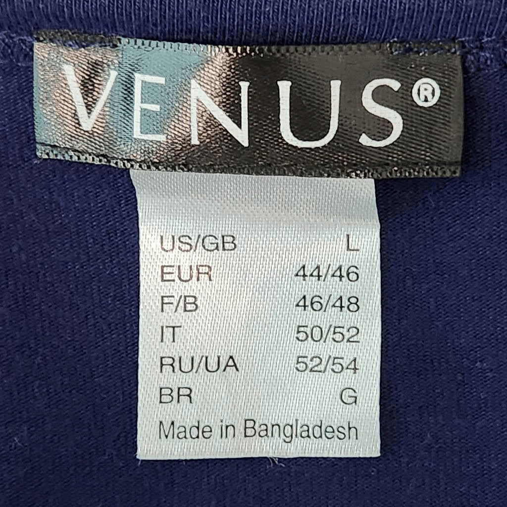 Venus Navy Scoop Neck Tee with Knot Detail Size Large Navy Short Sleeve T-Shirt