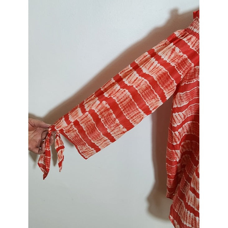 Michael Kors Coral Shibori Stripe Off the Shoulder Top Size XL