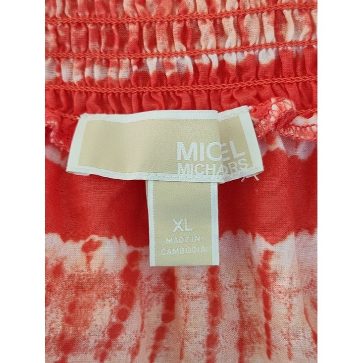 Michael Kors Coral Shibori Stripe Off the Shoulder Top Size XL