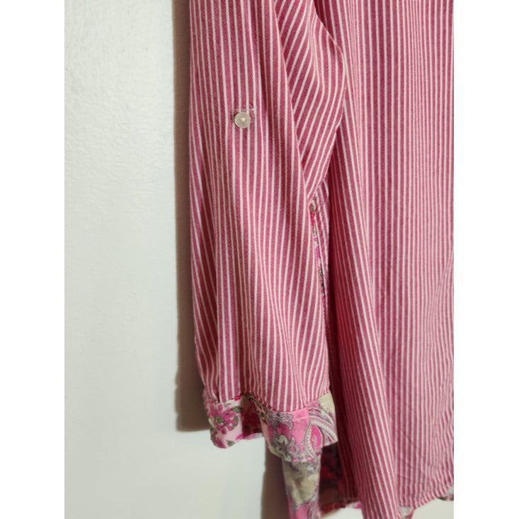 Intro Pink and White Stripe Button Down Shirt Size Large