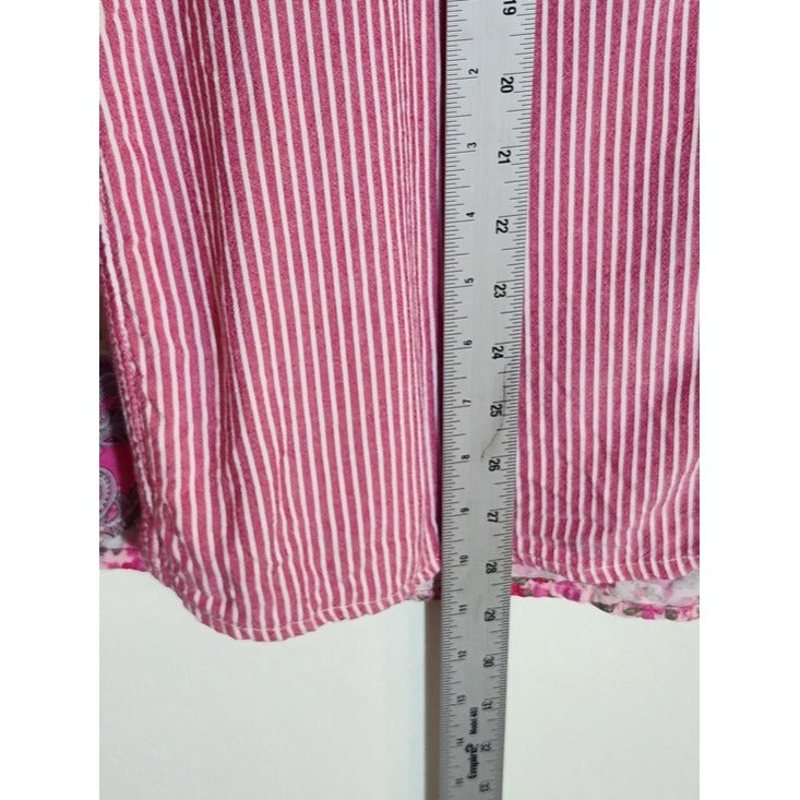 Intro Pink and White Stripe Button Down Shirt Size Large