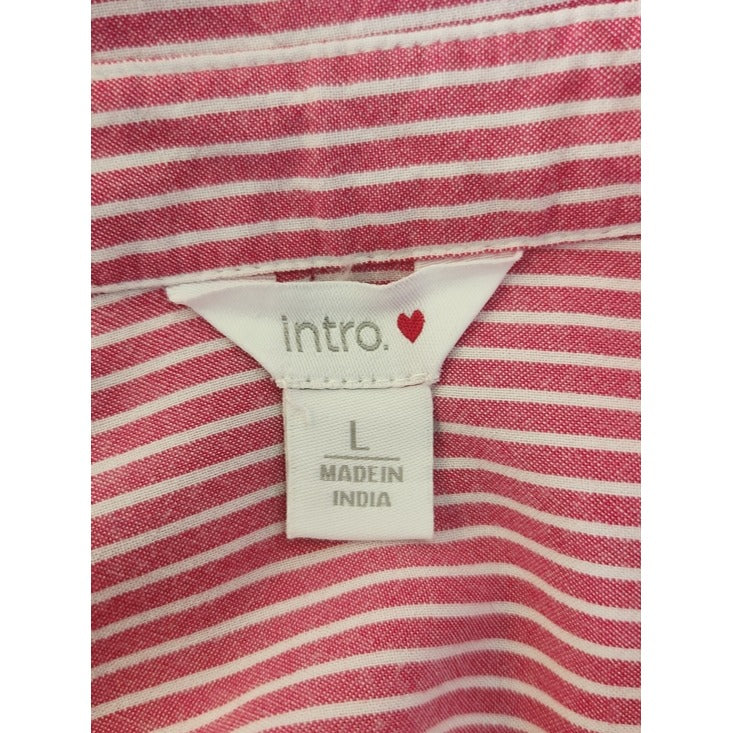 Intro Pink and White Stripe Button Down Shirt Size Large