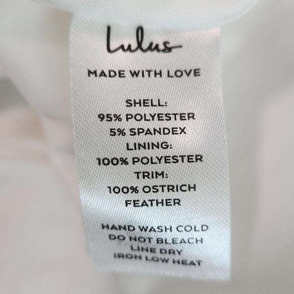 Lulus White Strapless Maxi Cocktail Dress with Feather Trim XL White Formal Gown