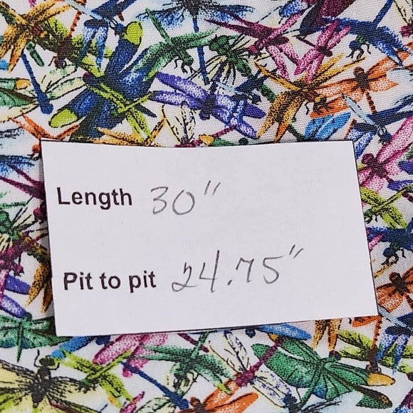 Alan Flusser Multicolor Men's Short Sleeve Shirt with Dragonfly Print Size Large