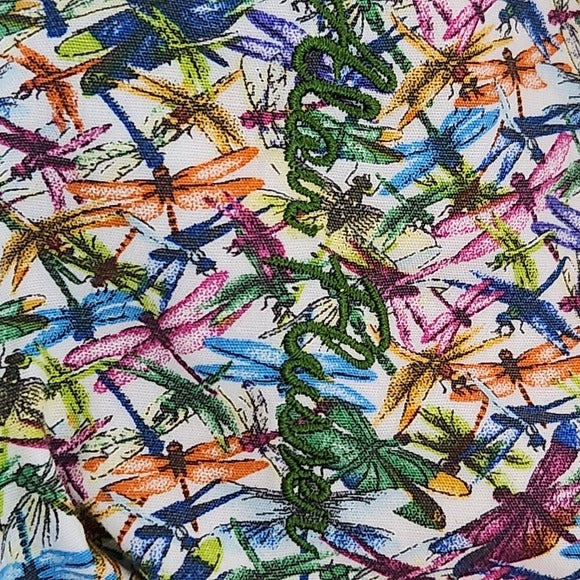 Alan Flusser Multicolor Men's Short Sleeve Shirt with Dragonfly Print Size Large