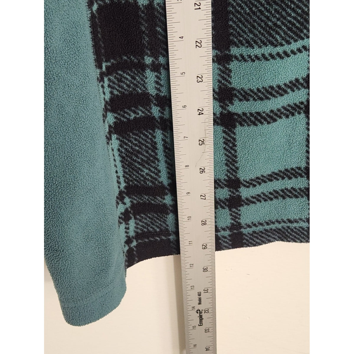 Columbia Teal and Black Plaid Fleece Pullover Size XL