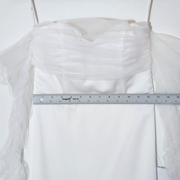 Lulus Sheer Sleeve Off the Shoulder Wedding Dress NWT Size Small