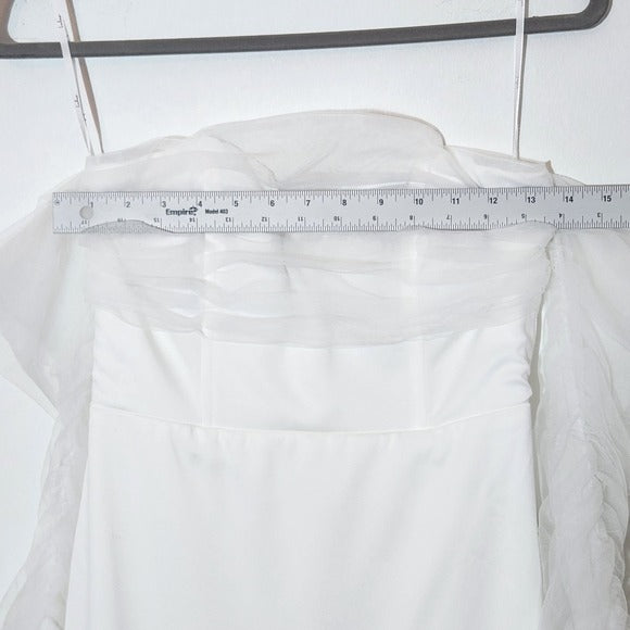 Lulus Sheer Sleeve Off the Shoulder Wedding Dress NWT Size Small