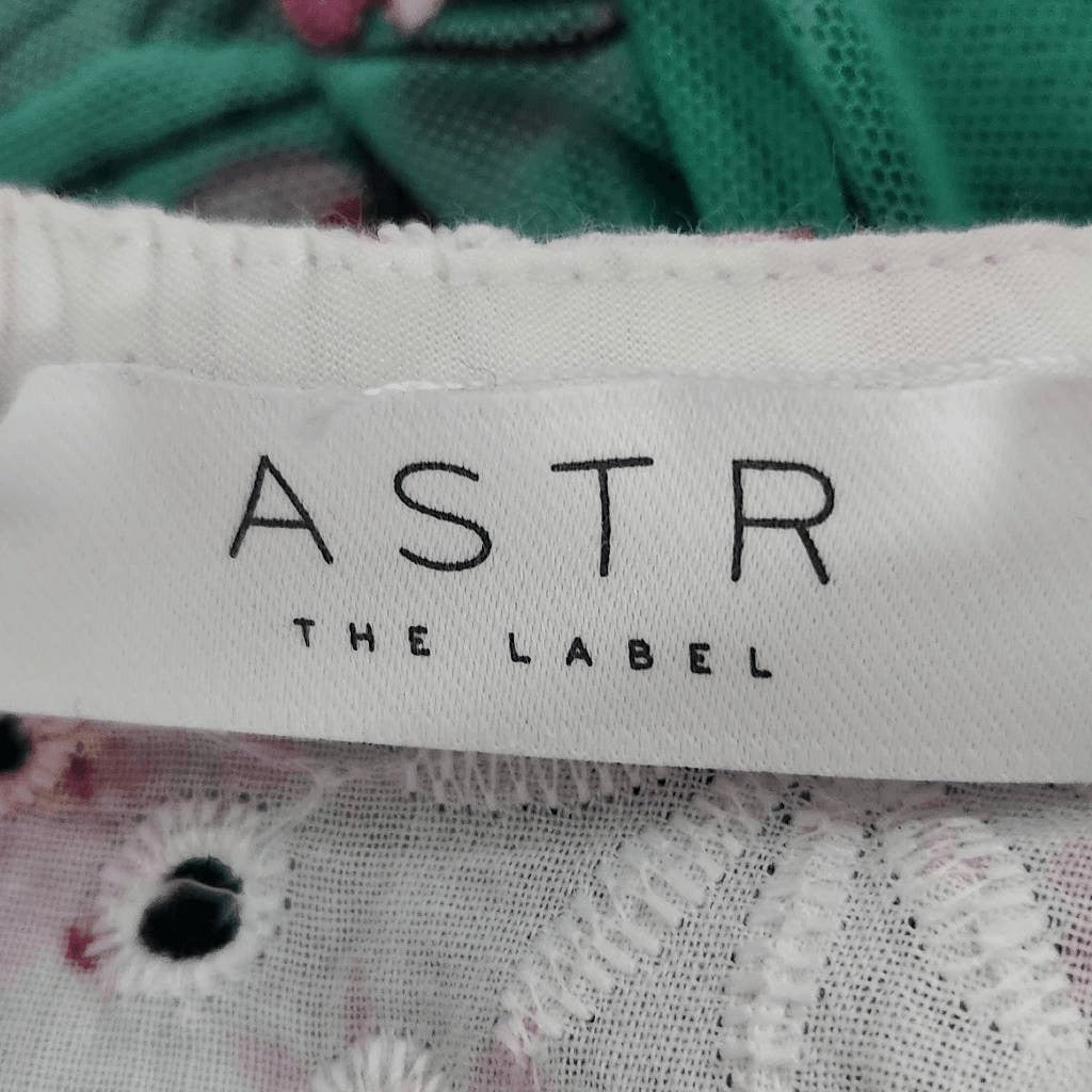 ASTR The Label Pink Floral Long Sleeve Crop Top Size Large Eyelet Lace Crop Top