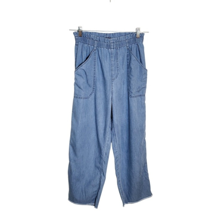 Express Chambray Blue High Rise Pull On Cropped Jeans Size Small